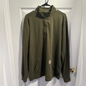 Large Carhartt Hunter Green Relaxed Fit Quarter Zip